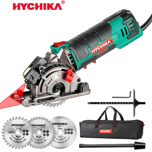 HYCHIKA 500W Electric Mini Circular Saw With Laser 120V Multifunctional Electric Saw DIY Power Tool For Cut Wood,PVC tube