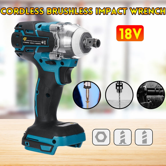 Drillpro 18V Electric Brushless Impact Wrench Rechargeable 1/2 Socket Wrench Power Tool Cordless Without Battery&accessories