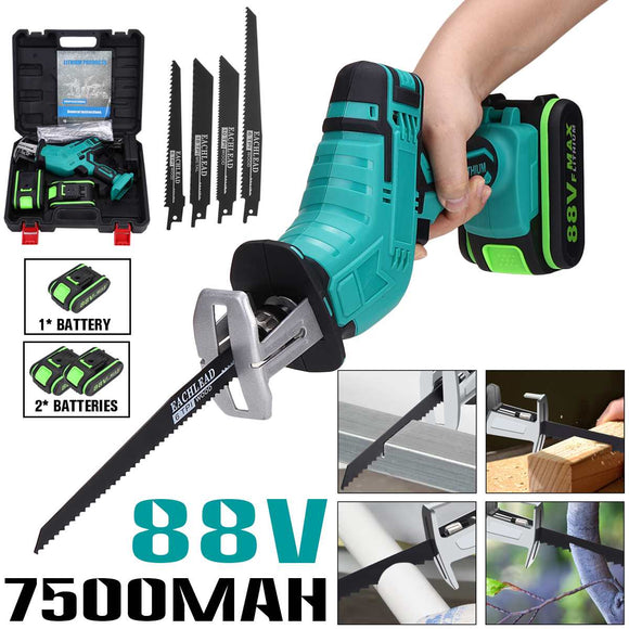 88V Cordless Lithium Battery Reciprocating Saw Wood/Metal Cutting Saw Saber Saw Portable Electric Saw Rechargeable Power Tool